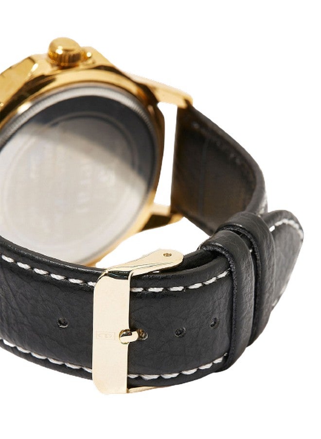 MERAJ Men's Leather Fashion Analog Quartz Watch MJ586 - 40 mm - Black - Image 3