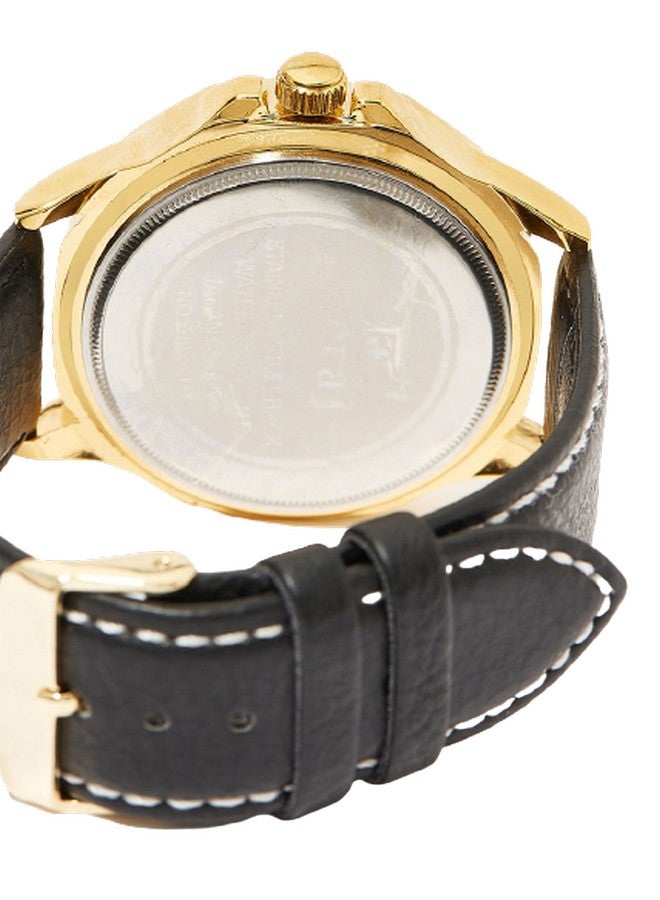 MERAJ Men's Leather Fashion Analog Quartz Watch MJ586 - 40 mm - Black - Image 4