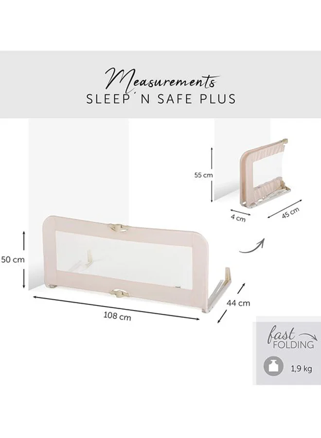 hauck Sleep N Safe Plus Bed Rail For Children 108 X 50 X 44 Cm, Foldable 55 X 4 X 45 Cm, Portable, With Mesh - Beige