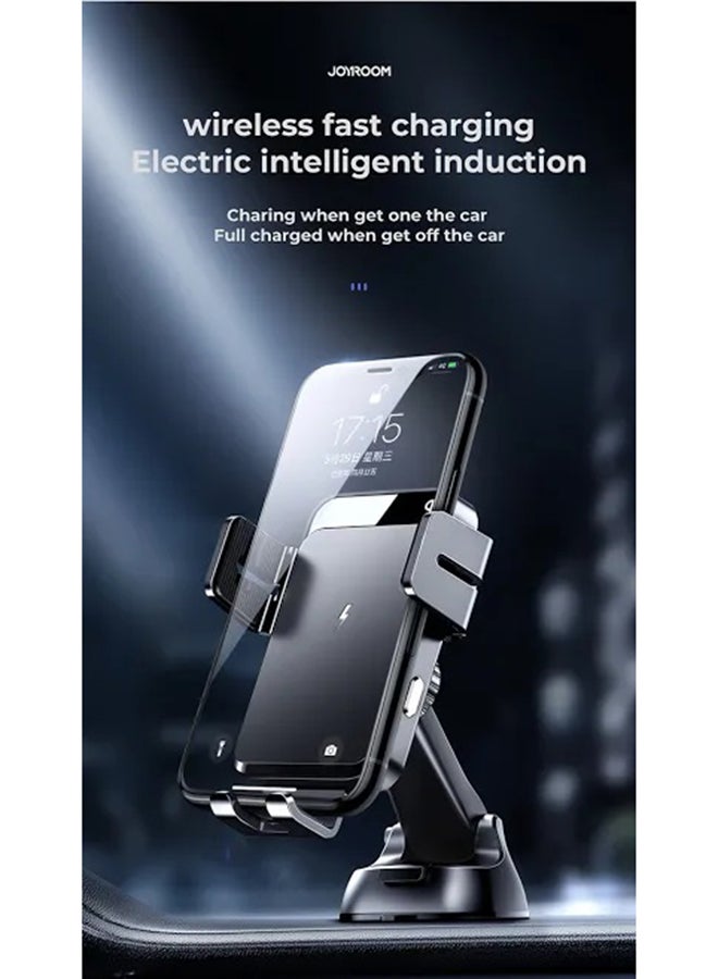 JOYROOM - Wireless Car Charger Automatic Air Vent and Dashboard Suction Cup 180°Support Universal Black - Image 1