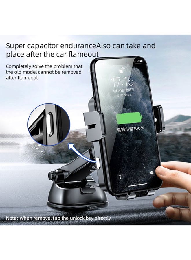 JOYROOM - Wireless Car Charger Automatic Air Vent and Dashboard Suction Cup 180°Support Universal Black - Image 1