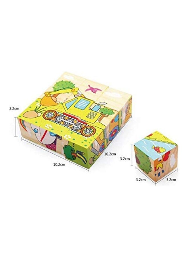 أحجية مكعبات ثلاثية الأبعاد من الخشب بتصميم وسائل النقل لتركيب الصور مكونة من 6 قطع 10.2x10.2x3.2سم - Image 2