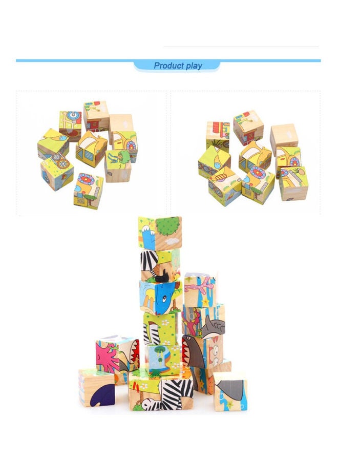 أحجية مكعبات ثلاثية الأبعاد من الخشب بتصميم وسائل النقل لتركيب الصور مكونة من 6 قطع 10.2x10.2x3.2سم - Image 3