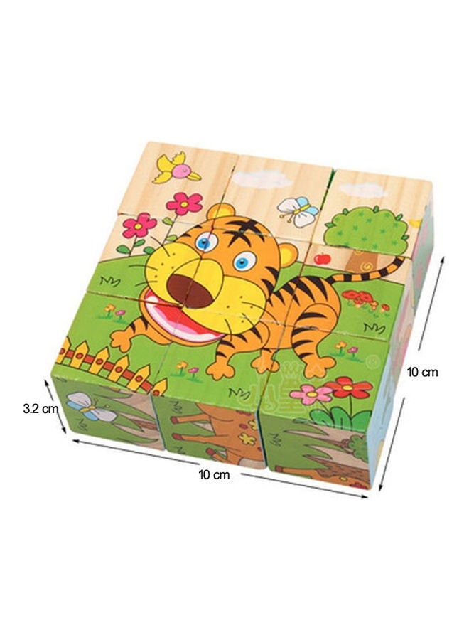 أحجية تركيب صور خشبية بتصميم مكعب ثلاثي الأبعاد ونمط حيوانات، 6 قطع 10.2x10.2x3.2سم - Image 2