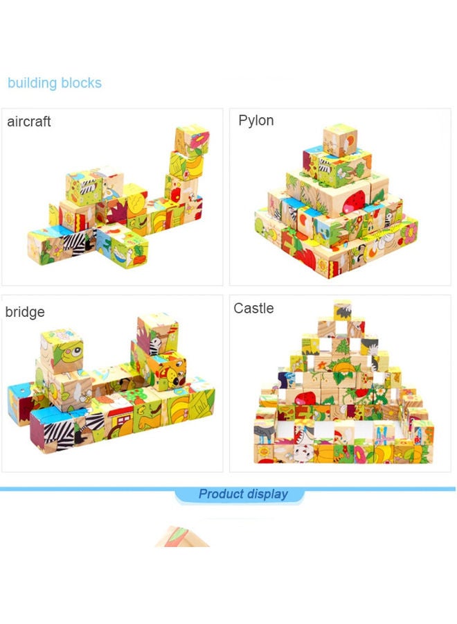 أحجية تركيب صور خشبية بتصميم مكعب ثلاثي الأبعاد ونمط حيوانات، 6 قطع 10.2x10.2x3.2سم - Image 4