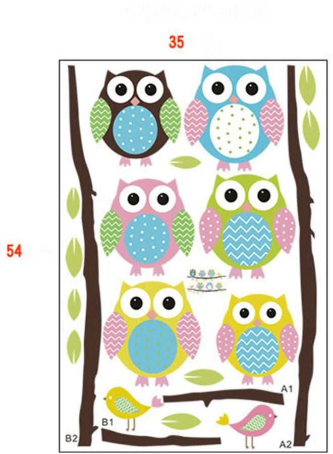 DaDa Home Owl On Tree Removable Wall Sticker Blue/Green/Brown  - Image 4
