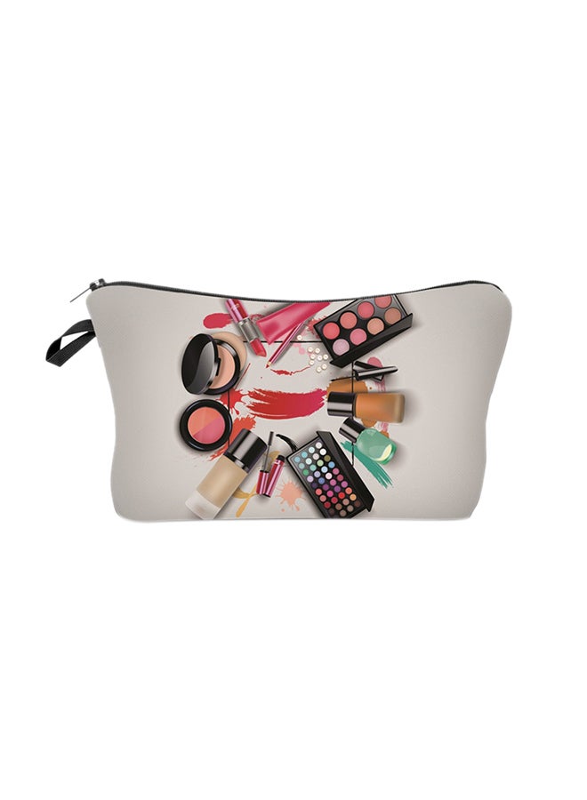 3D Pattern Trendy Zipper Makeup Bag White - Image 1