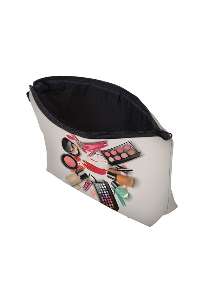 3D Pattern Trendy Zipper Makeup Bag White - Image 2