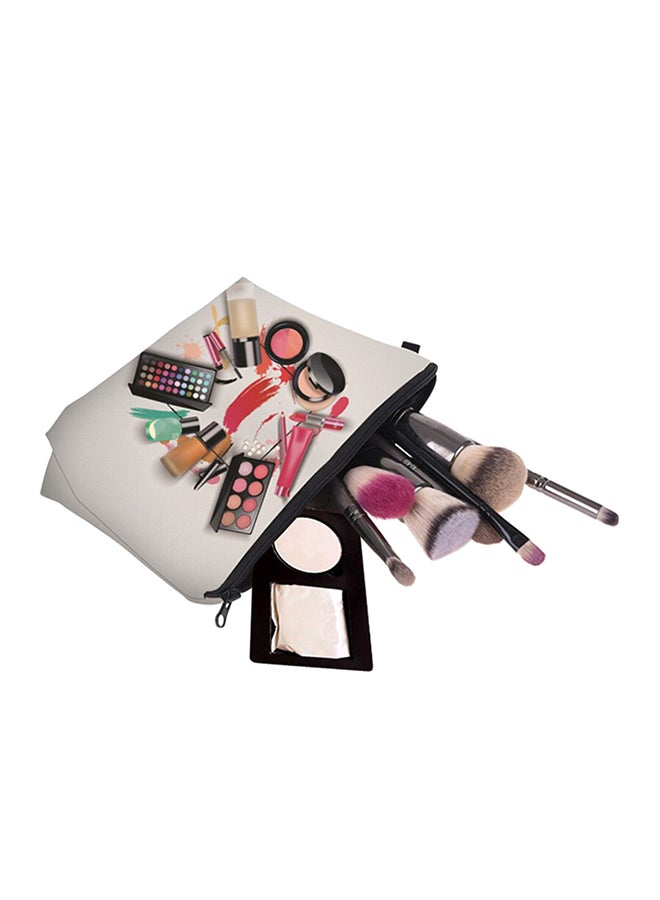 3D Pattern Trendy Zipper Makeup Bag White - Image 3
