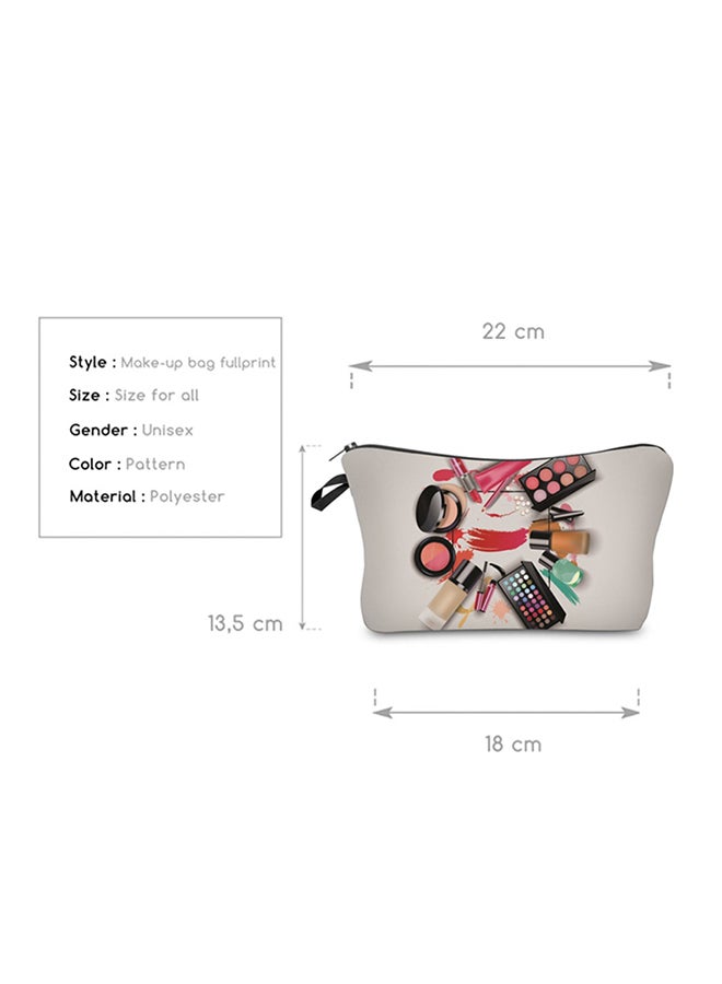 3D Pattern Trendy Zipper Makeup Bag White - Image 4
