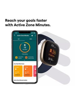 Fitbit Versa 3 Health & Fitness Smartwatch with 6-months Premium Membership Included Built-in GPS Daily Readiness Score and Up To 6+ Days Battery Midnight/Soft Gold Aluminium  - Image 5