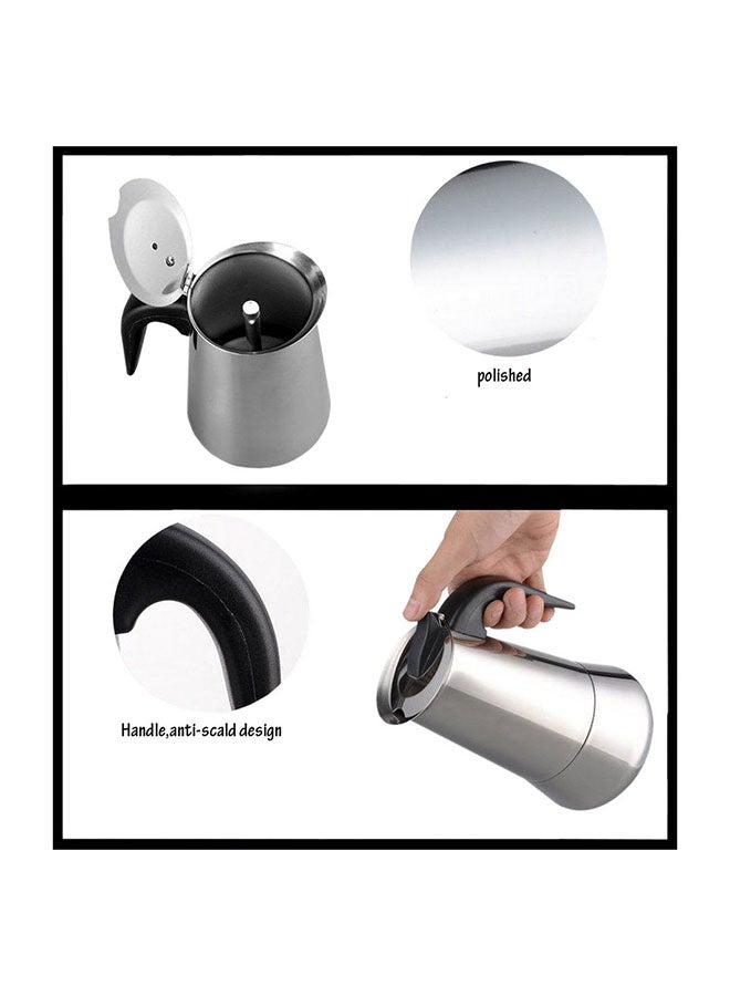 Generic - 9 Cup Espresso Coffee Maker Moka Pot 450ml 450.0 ml H23067-4 Silver/Black - Image 1