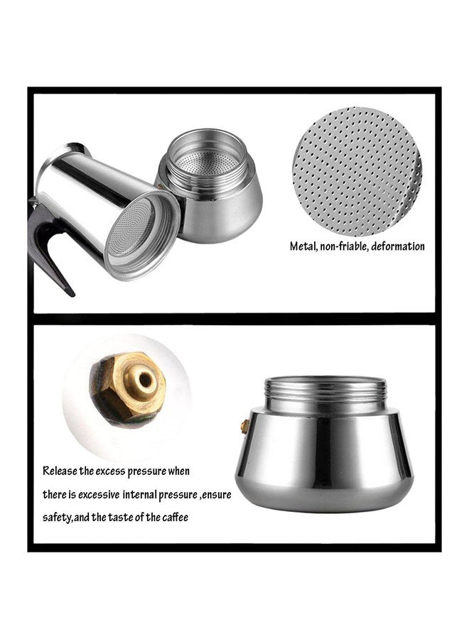 Generic - 9 Cup Espresso Coffee Maker Moka Pot 450ml 450.0 ml H23067-4 Silver/Black - Image 1