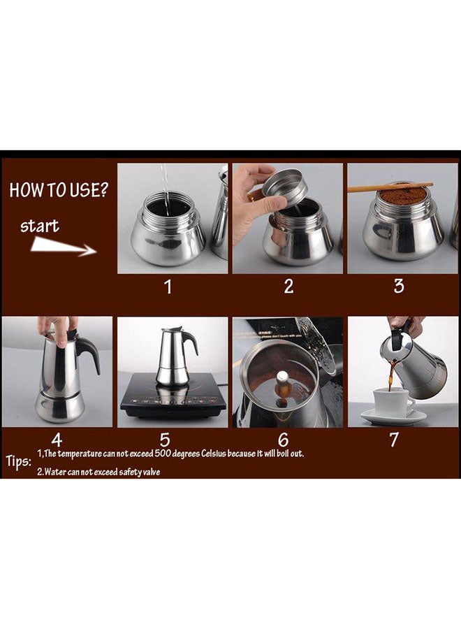 Generic - 9 Cup Espresso Coffee Maker Moka Pot 450ml 450.0 ml H23067-4 Silver/Black - Image 1
