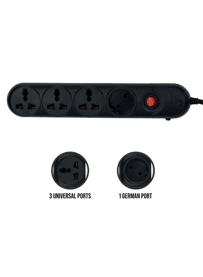 سيستم ماكس مشترك كهرباء من النحاس يحتوي 4 مقابس أسود 2متر - Image 2