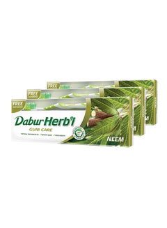 Dabur 3-Piece Herbal Neem Toothpaste Set With Free Toothbrush 150g 150grams  - Image 1
