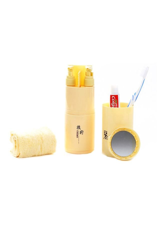 CYTHERIA Portable Travel Washing Cup Set Yellow 6.8 x 6.8 x 20cm  - Image 2