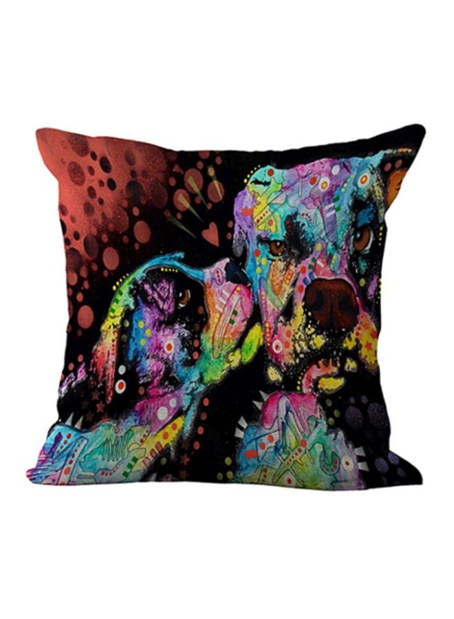 Dog Printed Decorative Throw Pillow Multicolour 45x45x18centimeter
