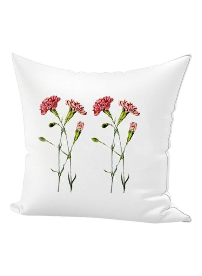 REGAL IN HOUSE Flower Printed Decorative Throw Pillow White/Pink/Green 45x45cm  - Image 1