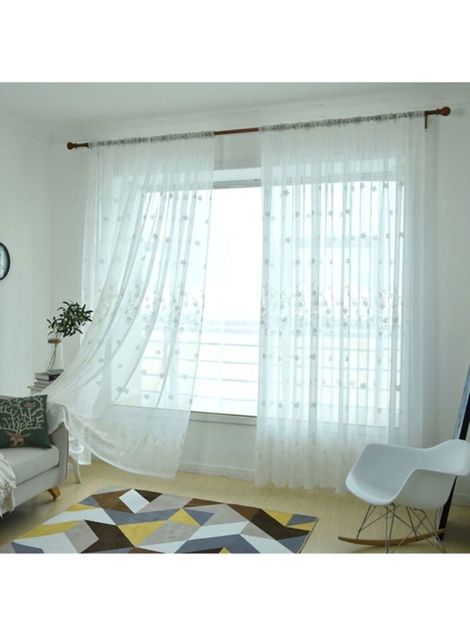 Voberry Floral Printed Pattern Window Curtain White - Image 1