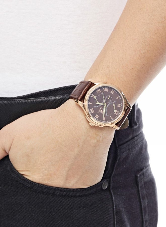 Geneval of Switzerland men Analog Wrist Watch GL1617ROO - 37 mm - Brown  - Image 5