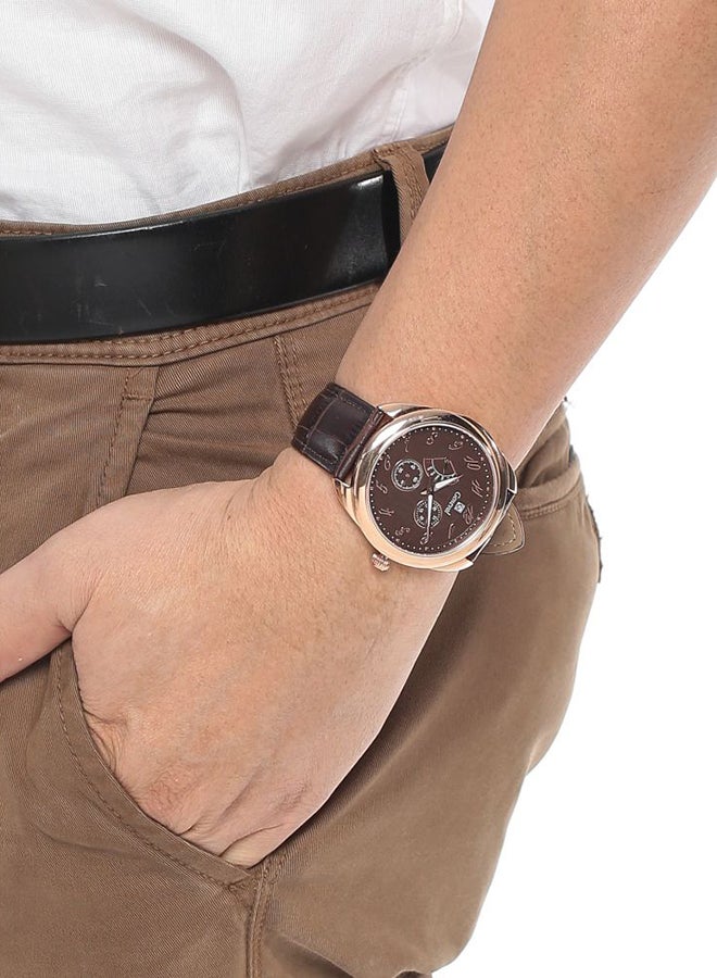 جينيفال من سويسرا ساعة يد بعقارب طراز GL1513RO - 37 مم - لون بني للرجال - Image 5