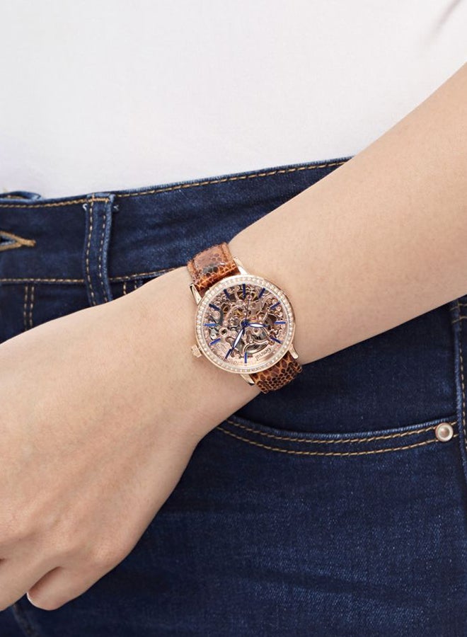 Geneval of Switzerland Women's Leather Analog Watch GLAS1712RRLO  - Image 4