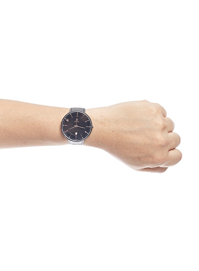 Geneval of Switzerland Men's Water Resistant Leather Analog Watch GL1713BRBB - 45 mm - Black  - Image 4