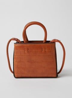 Croc Effect Crossbody Bag medium brown