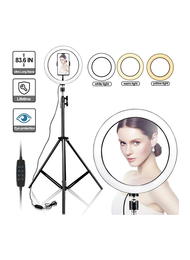 Generic - 10 Inch Ring Light Tripod Mount Live Broadcast Dual Phone Bracket Multicolour - Image 1