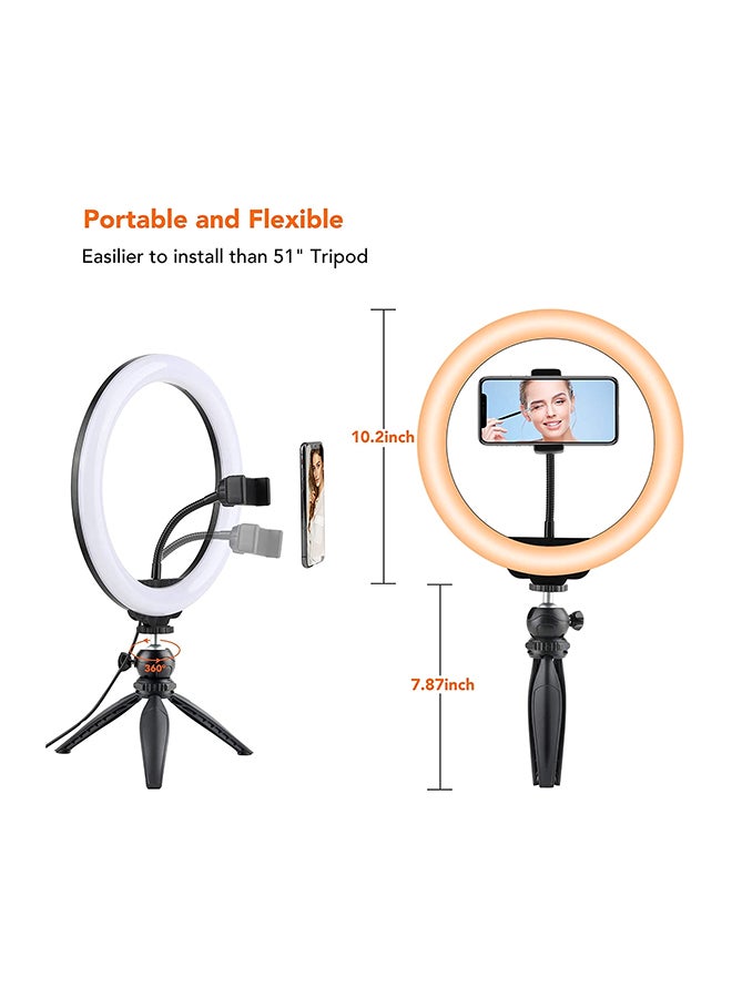 أندوير مصباح LED حلقي مع حامل ثلاثي القوائم أسود/ أبيض - Image 2