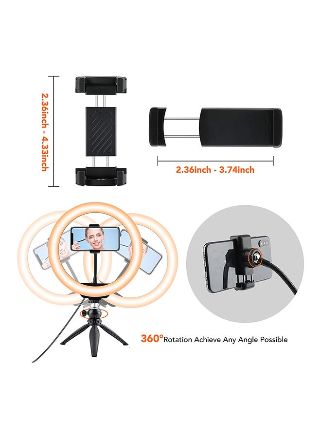 أندوير مصباح LED حلقي مع حامل ثلاثي القوائم أسود/ أبيض - Image 3