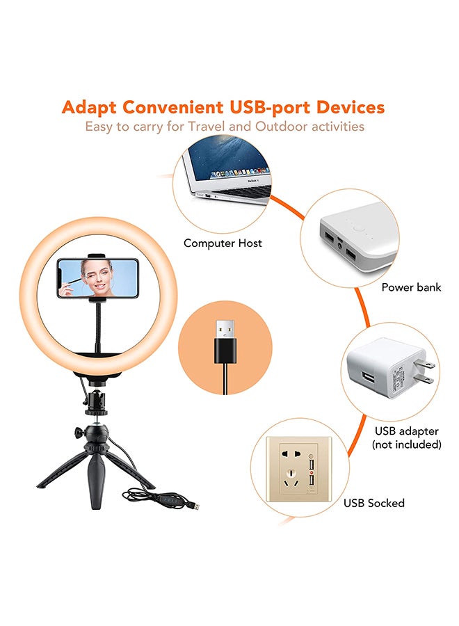 أندوير مصباح LED حلقي مع حامل ثلاثي القوائم أسود/ أبيض - Image 4