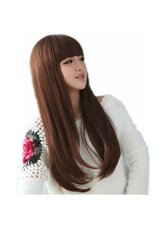 Fluffy Long Curls Slightly Hair Wig Brown 20.8cm
