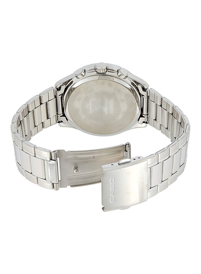 كاسيو ساعة يد كرونوغراف بسوار من الإستانلس ستيل طراز MTP - 1374D-5A - قياس 47 مم - لون فضي للرجال - Image 3