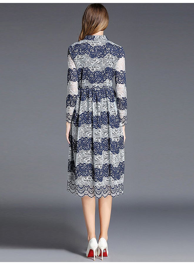 Color Block Patchwork Lace Dress Multicolour - Image 2