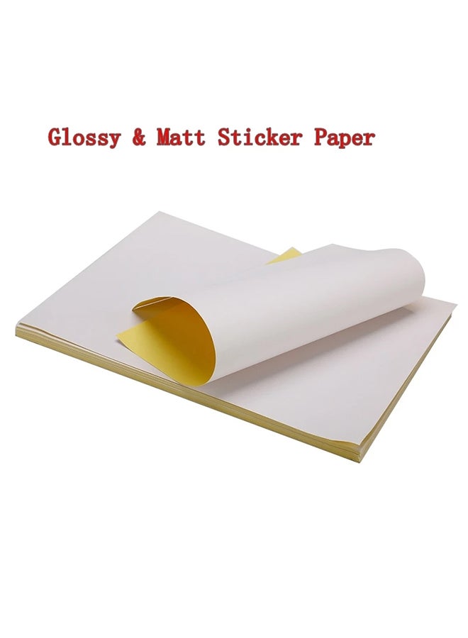 Generic 100 Sheets A4 Adhesive Sticker Paper For Laser Inkjet Printer Matte White  - Image 3