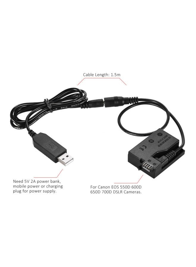 ANDOER DR-E8 Dummy Battery With DC Power Bank USB Adapter For Canon Cameras Black  - Image 3
