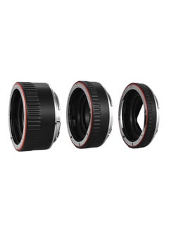 ANDOER 3-Piece Auto Focus Extension Tube Rings For Canon EOS Lens Ring Ring 1 (3.1), Ring 2 (2.1), Ring 3 (1.3)cm Black/Red/Silver  - Image 1