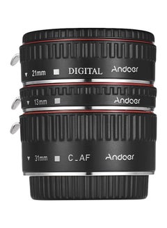 ANDOER 3-Piece Auto Focus Extension Tube Rings For Canon EOS Lens Ring Ring 1 (3.1), Ring 2 (2.1), Ring 3 (1.3)cm Black/Red/Silver  - Image 2