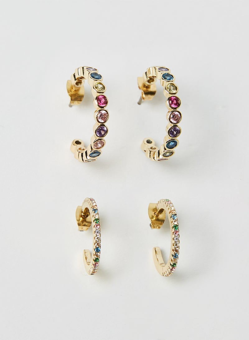 PIECES Embellished Hoop Earrings (Pack of 2) - Image 1