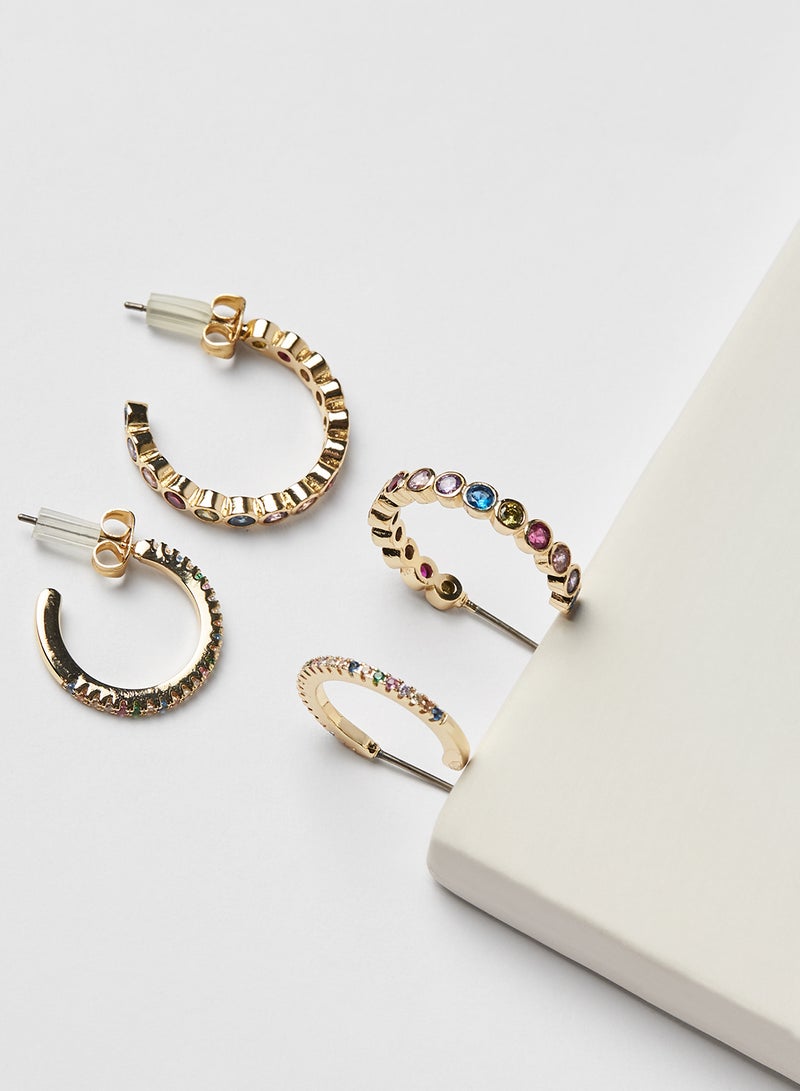 PIECES Embellished Hoop Earrings (Pack of 2) - Image 2