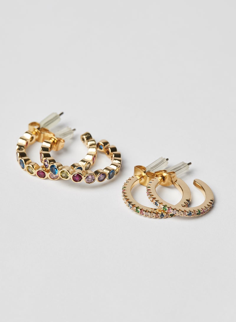 PIECES Embellished Hoop Earrings (Pack of 2) - Image 3