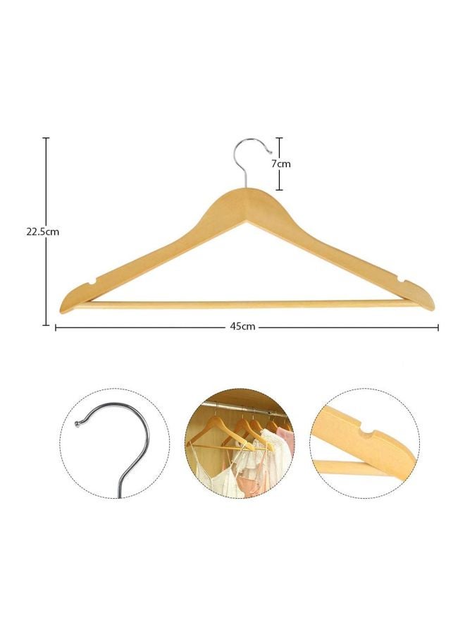 Yatai 20-Piece Wooden Wire Hanger Beige/Silver 45x22.5cm - Image 2