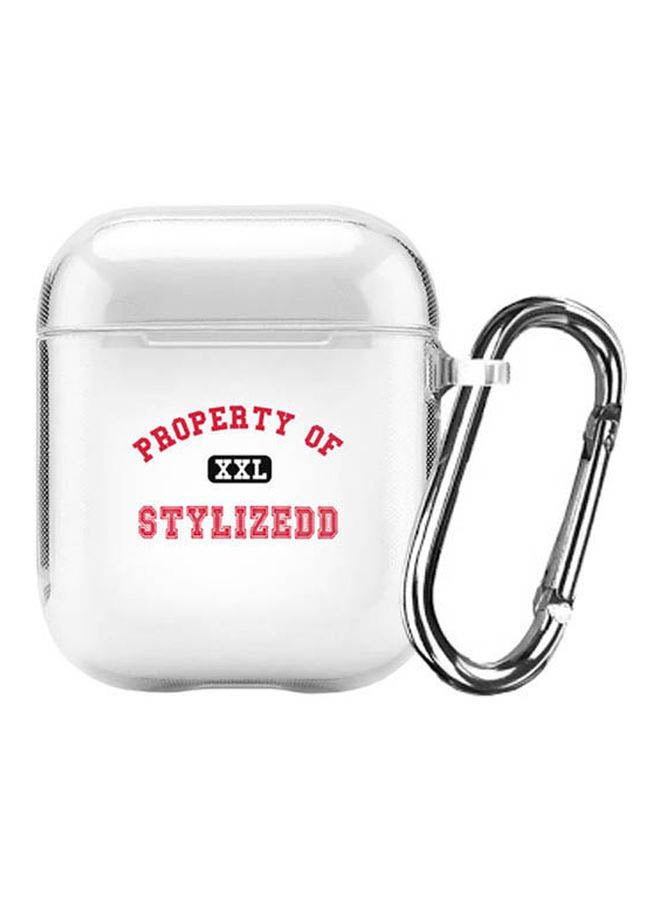 Stylizedd Classic Series Property Of Printed Case With Carabiner For Apple AirPods 2/1 Clear/Red/Black  - Image 1