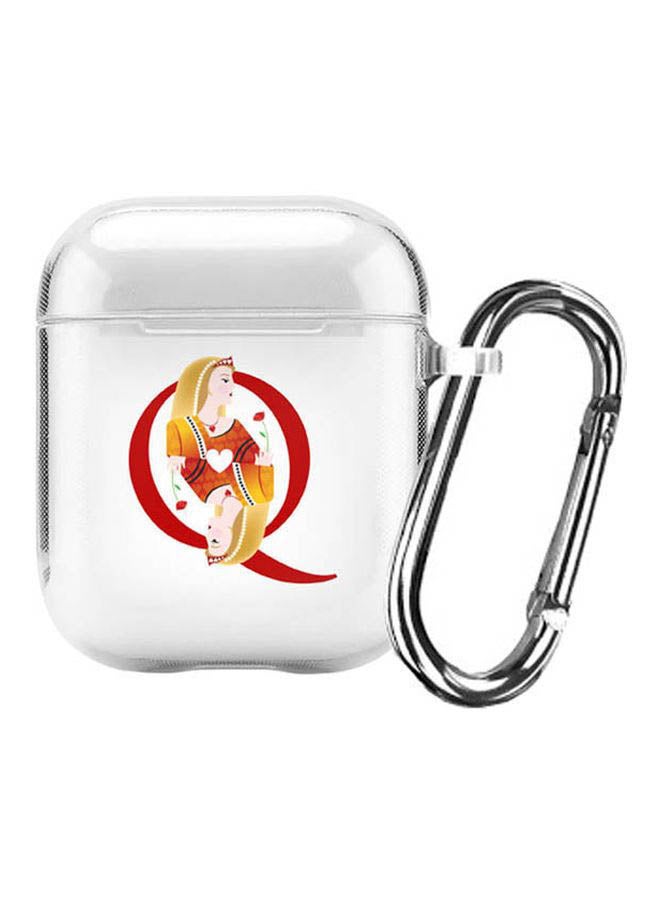 Stylizedd Classic Clear Series Queen Of Hearts Printed Case With Carabiner For Apple AirPods 2/1 Clear/Red/Beige  - Image 1