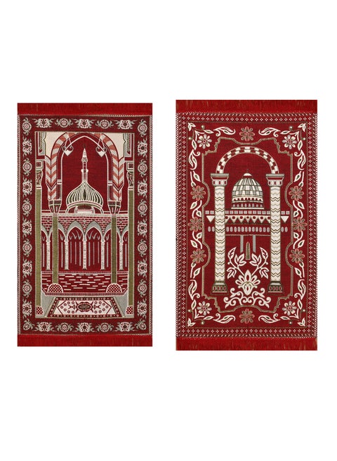 سجادات صلاة مطبوعة قابلة للطي من قطعتين كستنائي 68 x 122سم