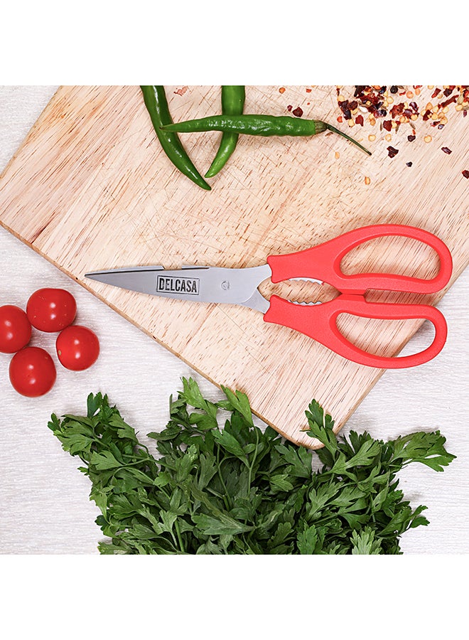 DELCASA Stainless Steel Kitchen Scissor Red/Silver 8inch  - Image 3