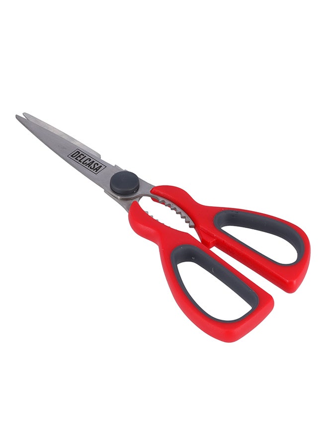 ديلكاسا مقص مطبخ من الستانلس ستيل أحمر/ فضي/ رمادي 8بوصة  - Image 2