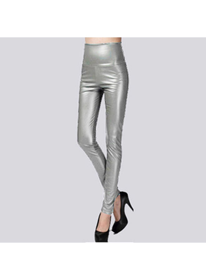 Skinny Elastic High Waist Pants Light Grey  - Image 1